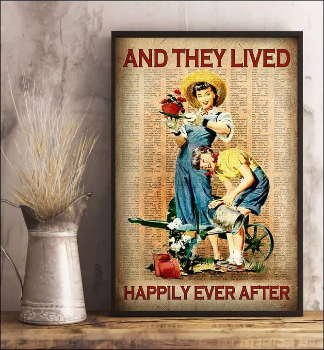 And They Lived Happily Ever After Girls Gardening Watering Flowers Canvas Poster And They Lived Happily Ever After Girls Gardening Watering Flowers Canvas Poster