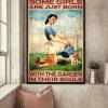 Are Just Born With The Garden In Their Souls Vintage Lady Girl Watering Flowers Canvas Poster