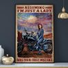 Assuming I’m Just A Lady Was Your First Mistake Lady Girl Biker Motorcycle Canvas Poster