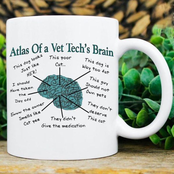 Atlas Of A Vet Tech’s Brain Green Brain Teal Green Brain White Mug