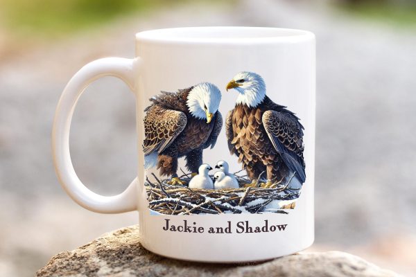 Bald Eagle Mug, Jackie and Shadow’s three eaglets