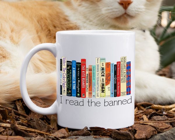 Banned Books mug, reading coffee cup, Librarian tea, book club, I read banned books mug