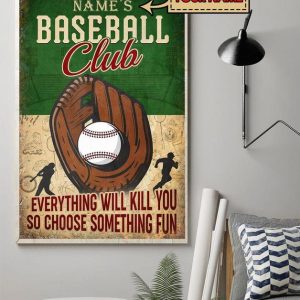 Baseball Club Choose Something Fun Name Customized Personalized Canvas Poster