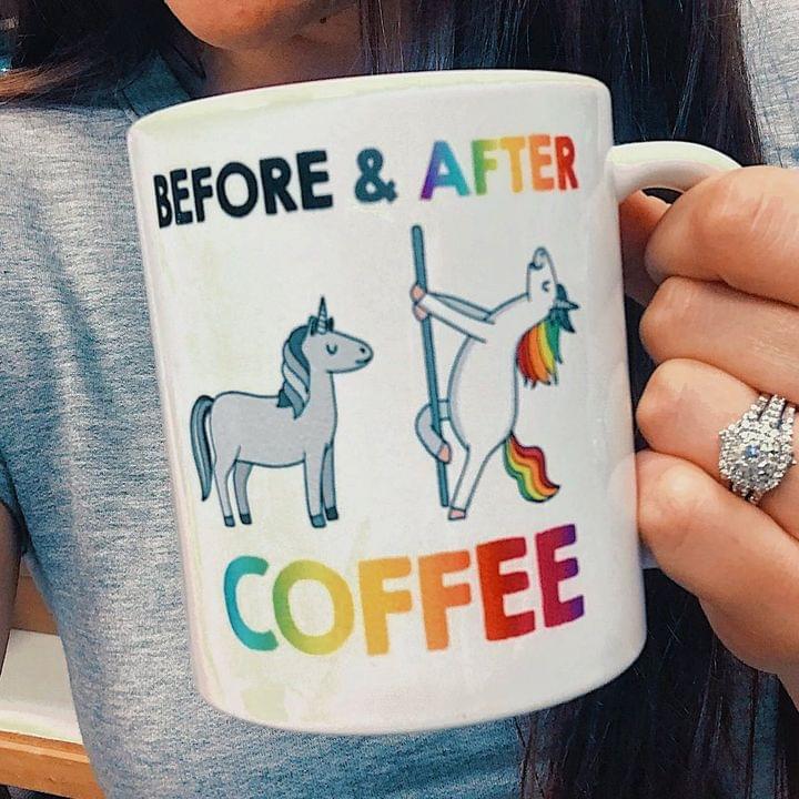 Before & After Coffee Unicorn White Mug Before & After Coffee Unicorn White Mug