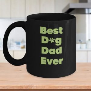 Best Dog Dad Ever Dog Footprint Black Mug Best Dog Dad Ever Dog Footprint Black Mug