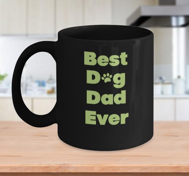 Best Dog Dad Ever Dog Footprint Black Mug Best Dog Dad Ever Dog Footprint Black Mug