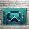 Big Scuba Mask Man Scuba Diving Deep Sea Fishes Canvas Poster