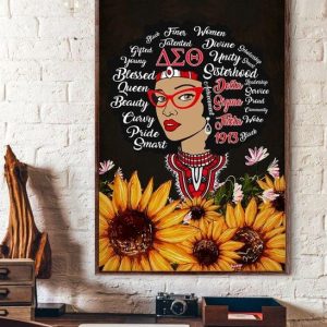 Black Young Lady Gifted Talented Blessed Queen Beauty Pride Smart Sunflowers Canvas Poster