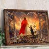 Christian God Jesus Dog The Holy Cross Fake Window Canvas Poster