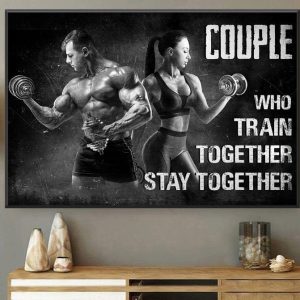 Couple Who Train Together Stay Together Gym Fitness Canvas Poster