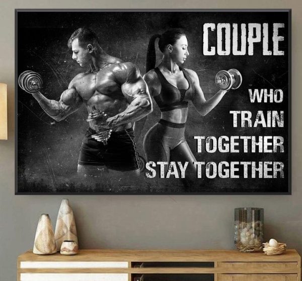 Couple Who Train Together Stay Together Gym Fitness Canvas Poster