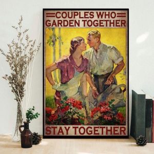 Couples Who Garden Together Stay Together Couple In Garden Canvas Poster