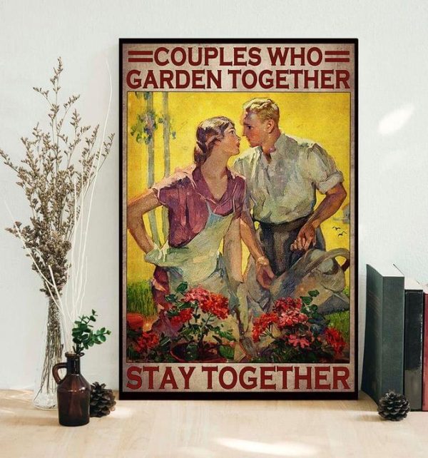 Couples Who Garden Together Stay Together Couple In Garden Canvas Poster