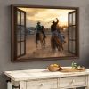 Cowboy The Horse Love Western Life Fake Window Canvas Poster