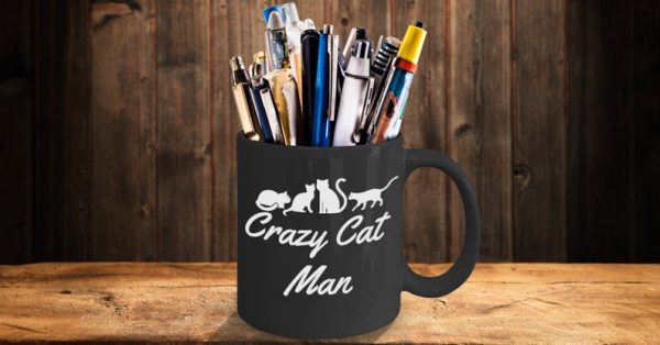 Crazy Cat Man Animal Lover Simple Black Mug