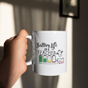 Cute Battery Life Of A Teacher Job Simple White Mug Cute Battery Life Of A Teacher Job Simple White Mug