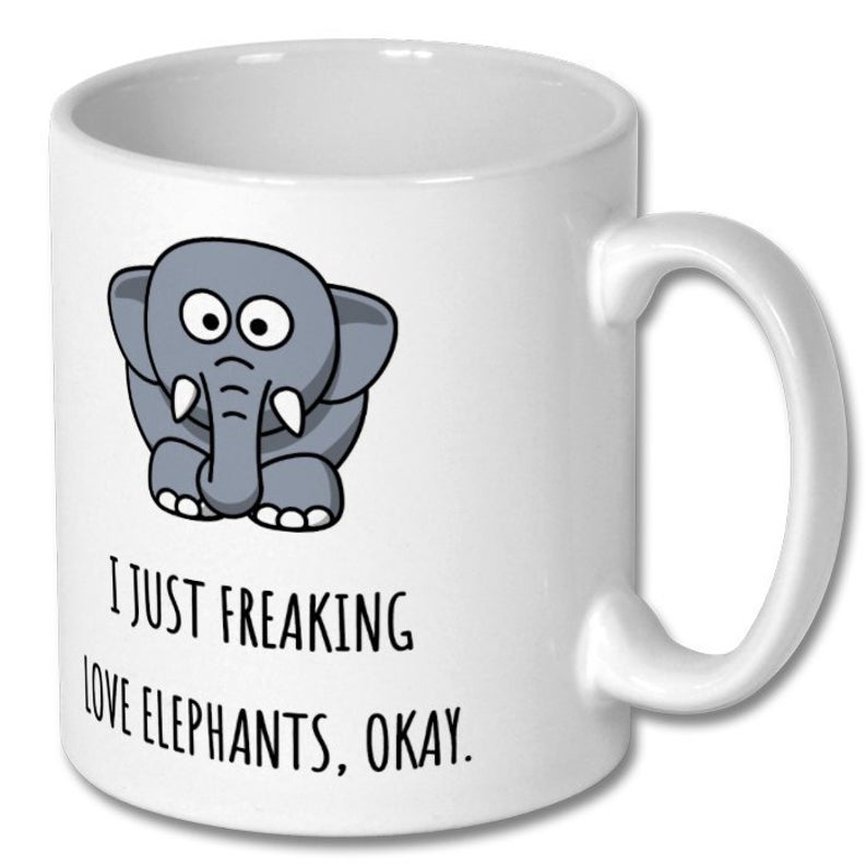 Cute Elephant I Just Freaking Love Simple White Mug Cute Elephant I Just Freaking Love Simple White Mug