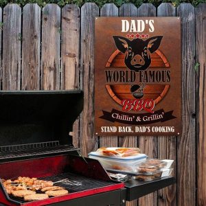 Dad’s World Famous BBQ Chillin’ &amp Grillin’ Stand Back Dad’s Cooking Pig Father Canvas Poster