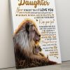 Daughter I Love You Lion And Child Gift From Dad Daddy Father To Family Canvas Poster