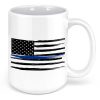 Distressed Blue Line Flag Police Law Enforcement Sheriff 15 oz Mug