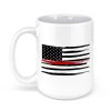 Distressed Red Line Flag  Firefighter 15 oz Mug