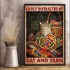 Easily Distracted By Cat And Yarn Cute Cat Wool Balls Canvas Poster