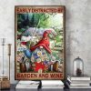 Easily Distracted By Garden And Wine Gnomie Drinking Red Wine Flowers Canvas Poster