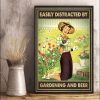 Easily Distracted By Gardening And Beer Farmer Girl Drinking Beer Flowers Canvas Poster