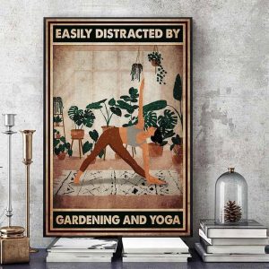 Easily Distracted By Gardening And Yoga Young Lady Girl Doing Yoga Relaxation Trees Canvas Poster