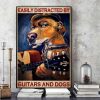 Easily Distracted By Guitars And Dogs Painting Dog Playing Guitar Canvas Poster