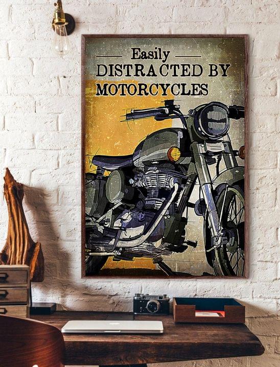 Easily Distracted By Motorcycles Black Motor Canvas Poster Easily Distracted By Motorcycles Black Motor Canvas Poster