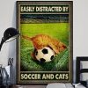 Easily Distracted By Soccer And Cats Cute Cat Playing With Soccer Ball Canvas Poster