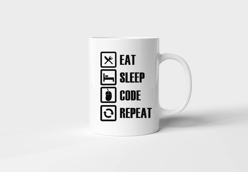 Eat Sleep Code Repeat Developer Programmers Simple White Mug Eat Sleep Code Repeat Developer Programmers Simple White Mug