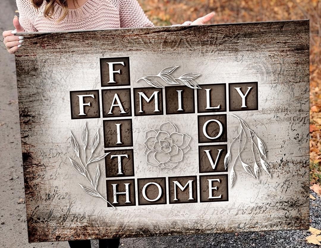 Family Faith Home Love Words Canvas Poster Family Faith Home Love Words Canvas Poster