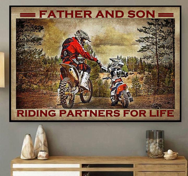 Father And Son Riding Partners For Life Dirt Bike Family Love Canvas Poster Father And Son Riding Partners For Life Dirt Bike Family Love Canvas Poster