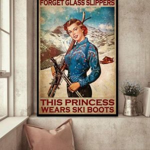 Forget Glass Slippers This Princess Wears Ski Boots Lady Girl Skiing Snow Mountain Canvas Poster