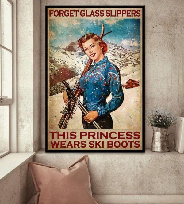 Forget Glass Slippers This Princess Wears Ski Boots Lady Girl Skiing Snow Mountain Canvas Poster