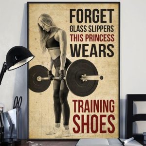 Forget Glass Slippers This Princess Wears Training Shoes Lady Girl Weightlifting Gym Fitness Canvas Poster