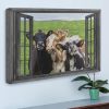 Funny Cows Team Looking Through Fake Window Farming Farmer Farm Canvas Poster