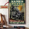 Garage Your Wheels Move The Body Two Wheels Move The Soul Name Customized Canvas Poster