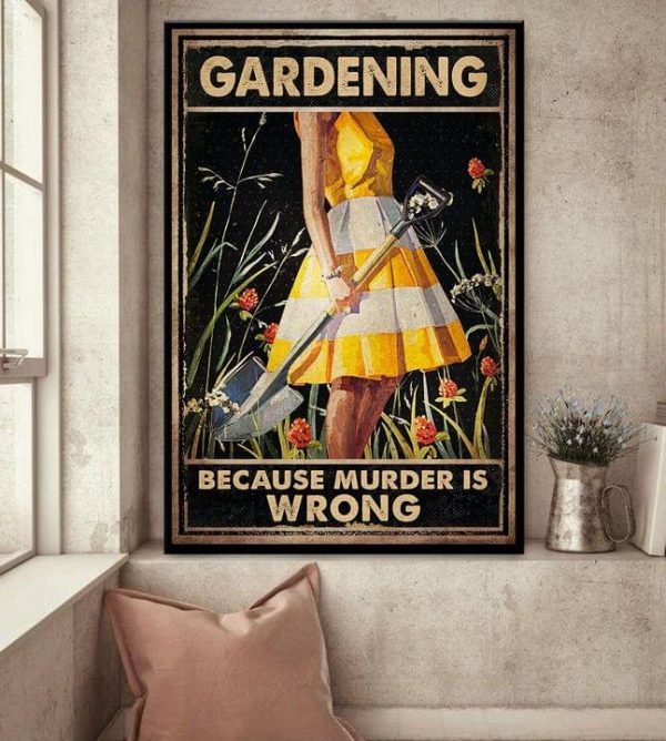 Gardening Because Murder Is Wrong Yellow Dress Girl Canvas Poster