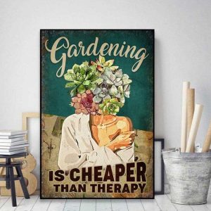 Gardening Is Cheaper Than Therapy Hot Lady Girl Flowers Canvas Poster