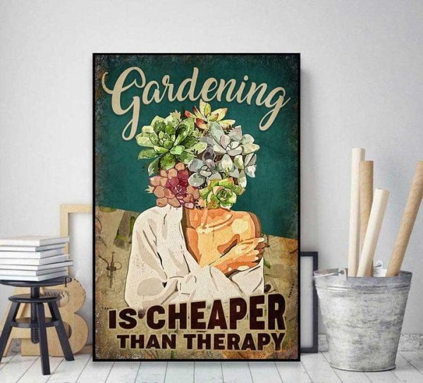 Gardening Is Cheaper Than Therapy Hot Lady Girl Flowers Canvas Poster