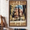Give A Girl The Right Shoes And She Can Conquer The World Clovers Cowgirl Boots Canvas Poster