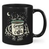 Give Me Camping &amp Coffee And Watch Me Smile A Cup Of Hot Coffee Trees Moon Glitters Black Mug