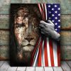 God Jesus And The American Lion Digital Art Canvas Poster