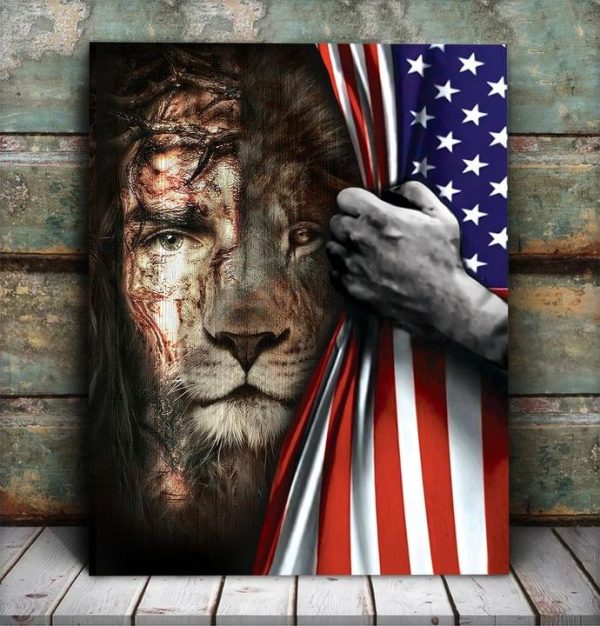 God Jesus And The American Lion Digital Art Canvas Poster