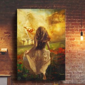 God Jesus Giving Help The Girl To Heaven Digital Printing Canvas Poster