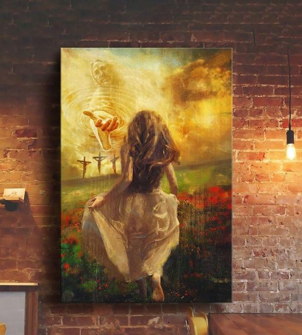 God Jesus Giving Help The Girl To Heaven Digital Printing Canvas Poster