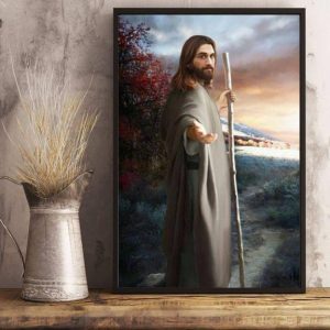 God Jesus Hand Taking Landscape Canvas Poster